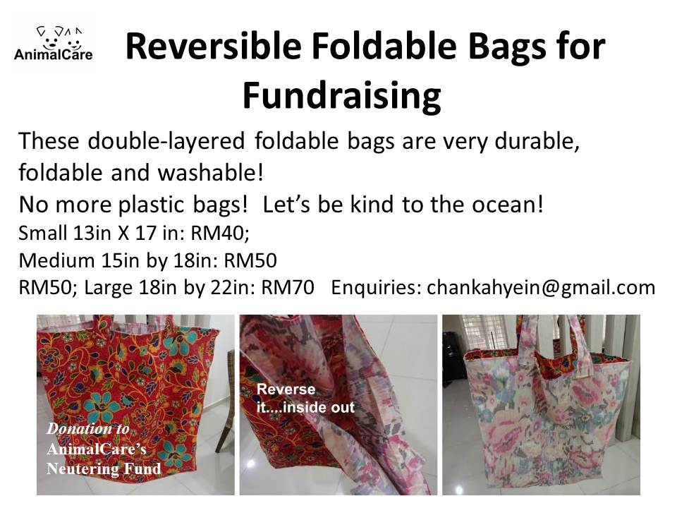 Reversible foldable bags for fundraising